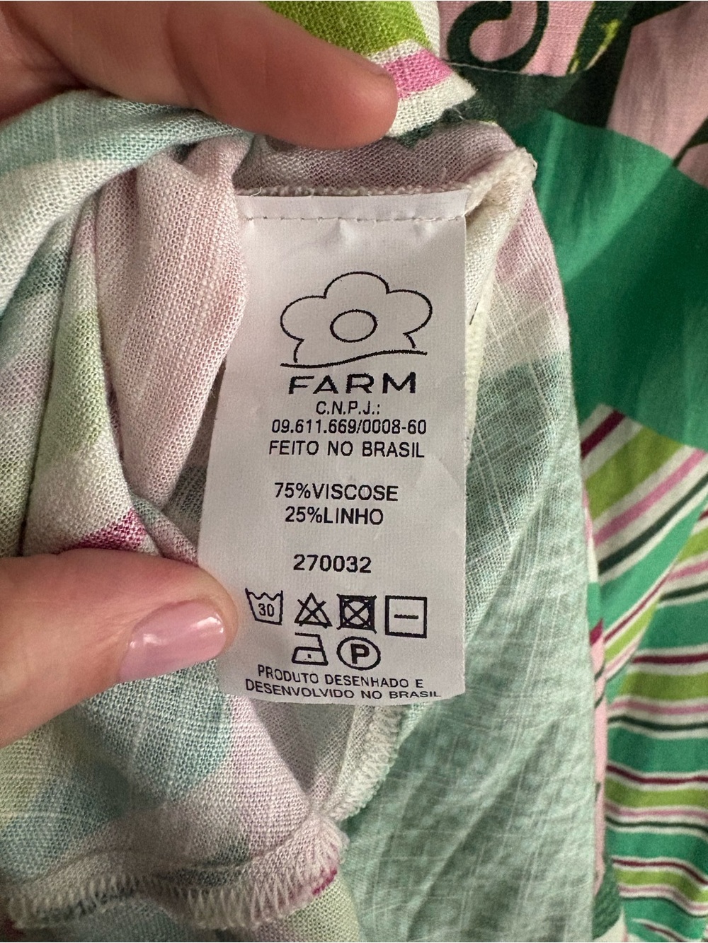 FARM Rio Green and Pink Printed A-Line Wrap Skirt - Picture 9 of 9